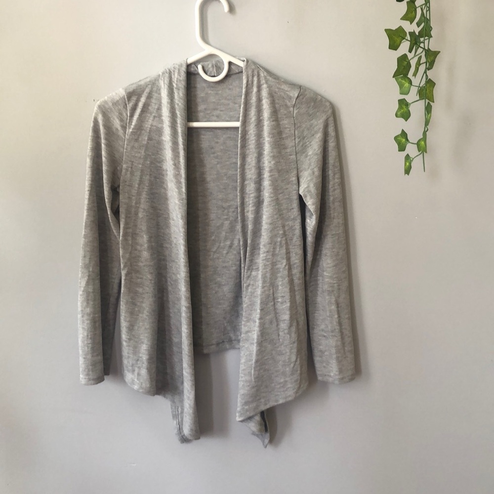 Gray open front sweater